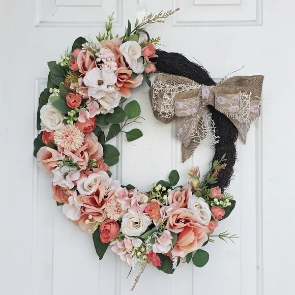 Handmade Spring Floral Grapevine Wreath